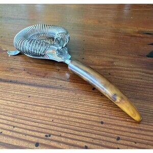 MCM Parker Gaines Stainless Cocktail Strainer w/ Marbled Bakelite Handle USA